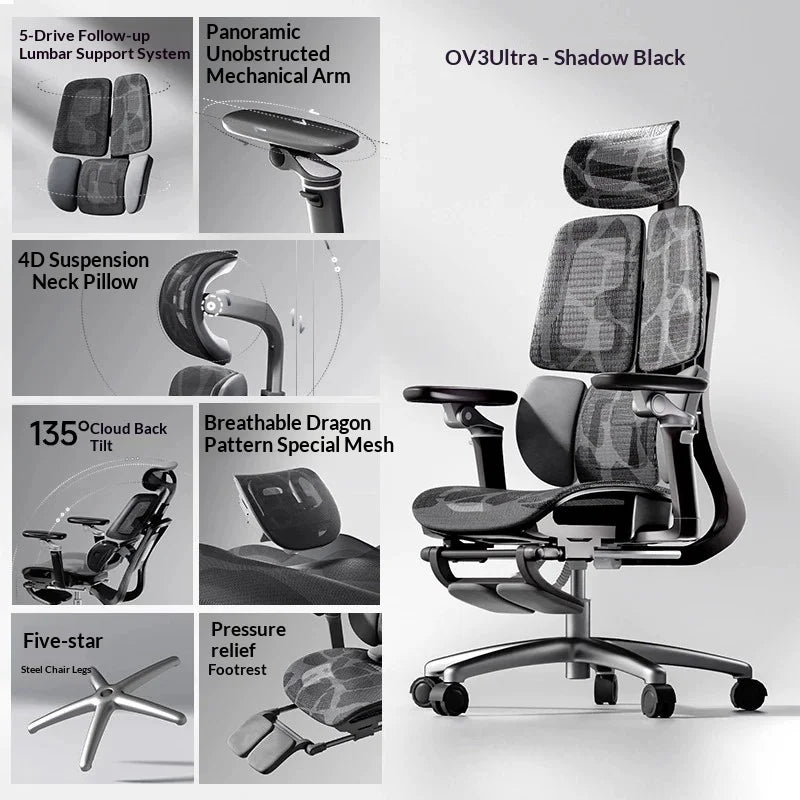 Mesh Executive Office Chair Ergonomic Adjustable — Cool Gray | KIMLUD