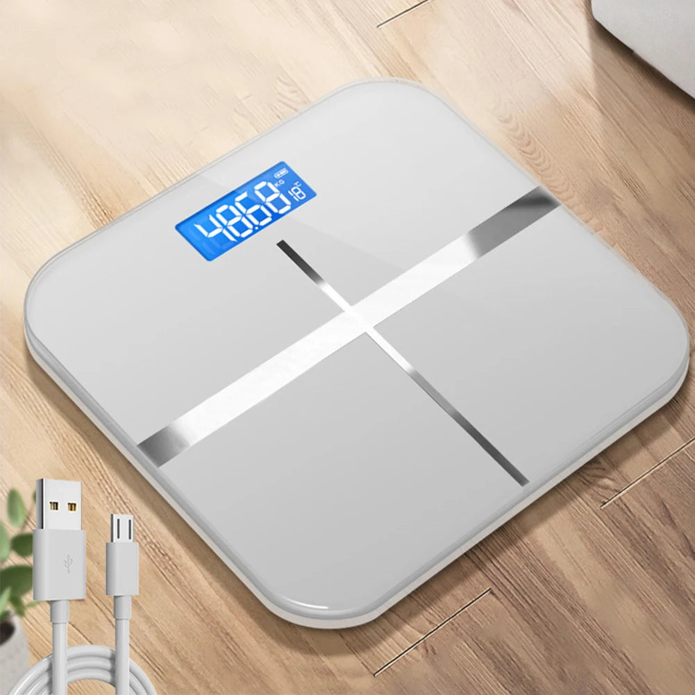 Tempered-Glass Digital Weight Scale With HD Display — White | KIMLUD
