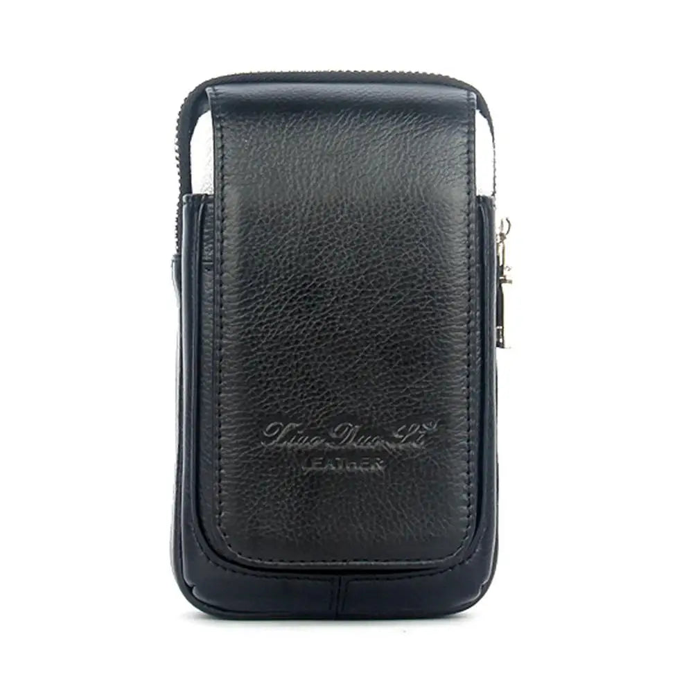 Genuine Leather Waist Pack Coin Pouch — Black | KIMLUD