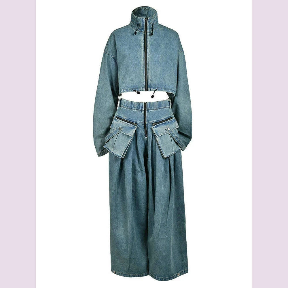 chicever-denim-womens-sets-for-women-lapel-long-sleeve-spliced-drawstring-tops-high-waist-oversize-jeans-solid-set-female-2024-kimlud-kimlud-33911699