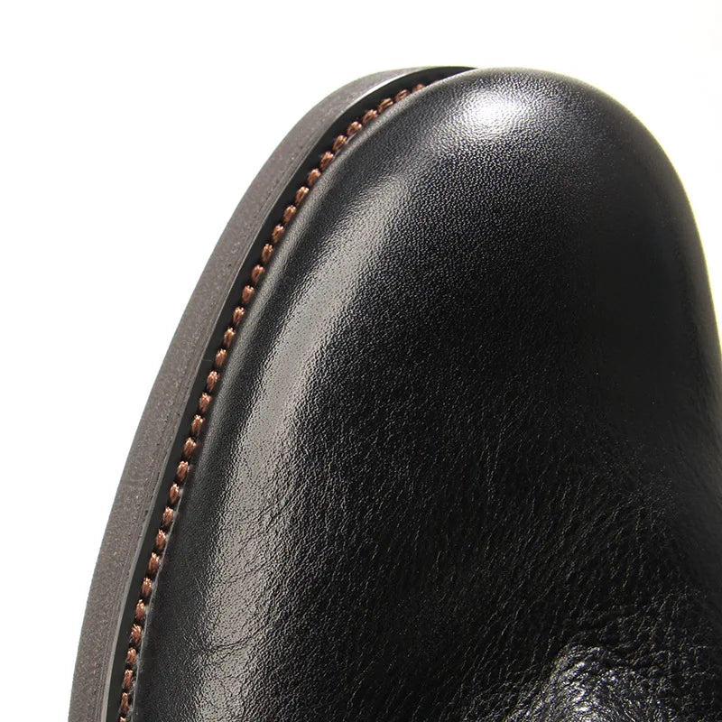 Cowhide Men's Boots Genuine Leather Shoes Men Side Zipper Men Ankle Boots Handmade Retro Leather Boots Luxury Men's Formal Shoes