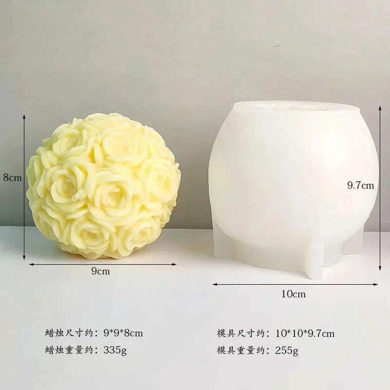 KIMLUD, Peony Rose Bud Bouquet Candle Silicone Mold Peony Flower Clusters Candle Mould Christmas Gift Flower Bundle Resin Gypsum Molds, KIMLUD Womens Clothes
