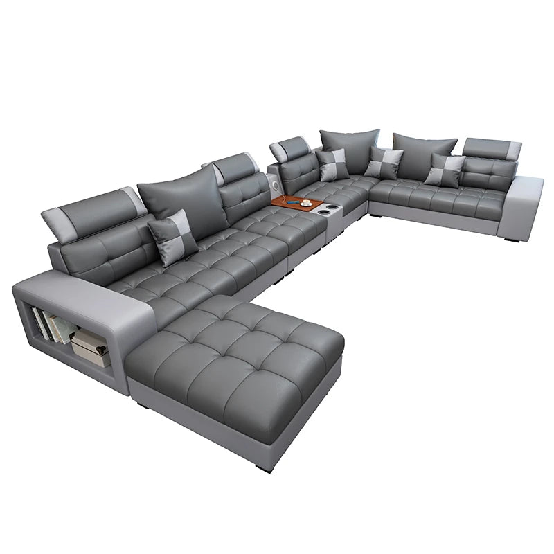 Latex Nano Three-Proof Fabric Sofa Modern Living Room — Slate Grey | KIMLUD