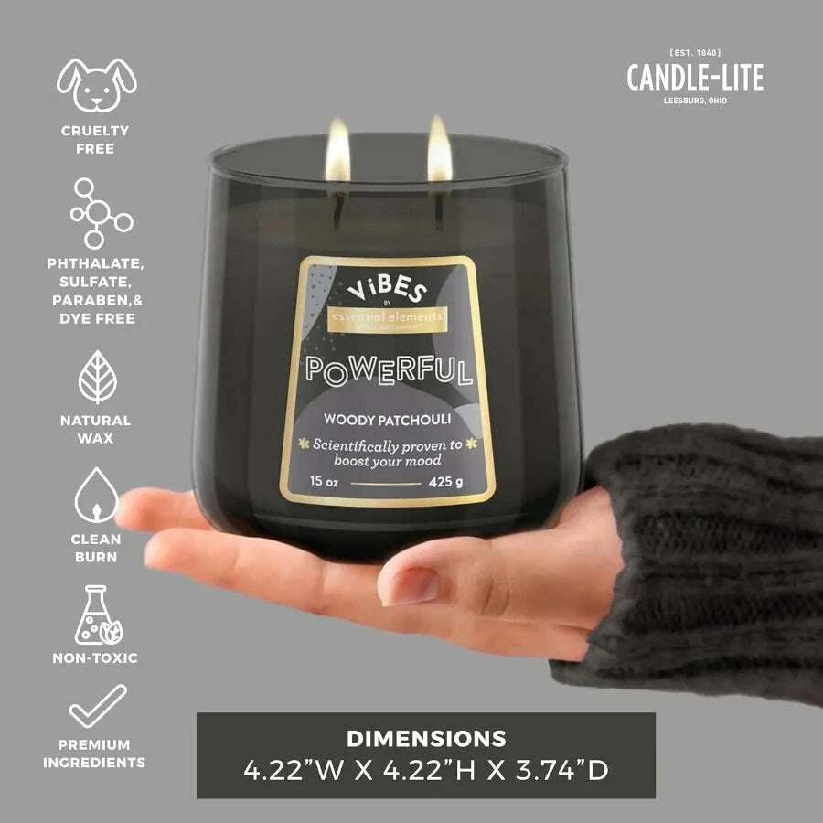 KIMLUD, CandleLite Vibes Woody Patchouli MoodEnhancing Scented Candles 15 oz Jar for Home Ambiance Aromatherapy Relaxation HandPoured i, KIMLUD Womens Clothes
