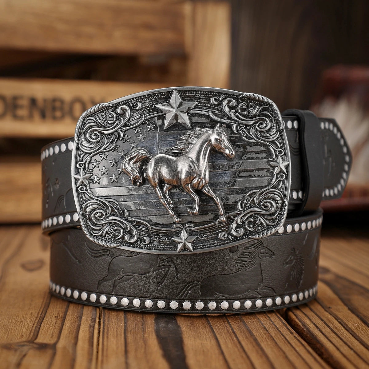 Luxurious Premium Western-Style PU Belt — Black | KIMLUD
