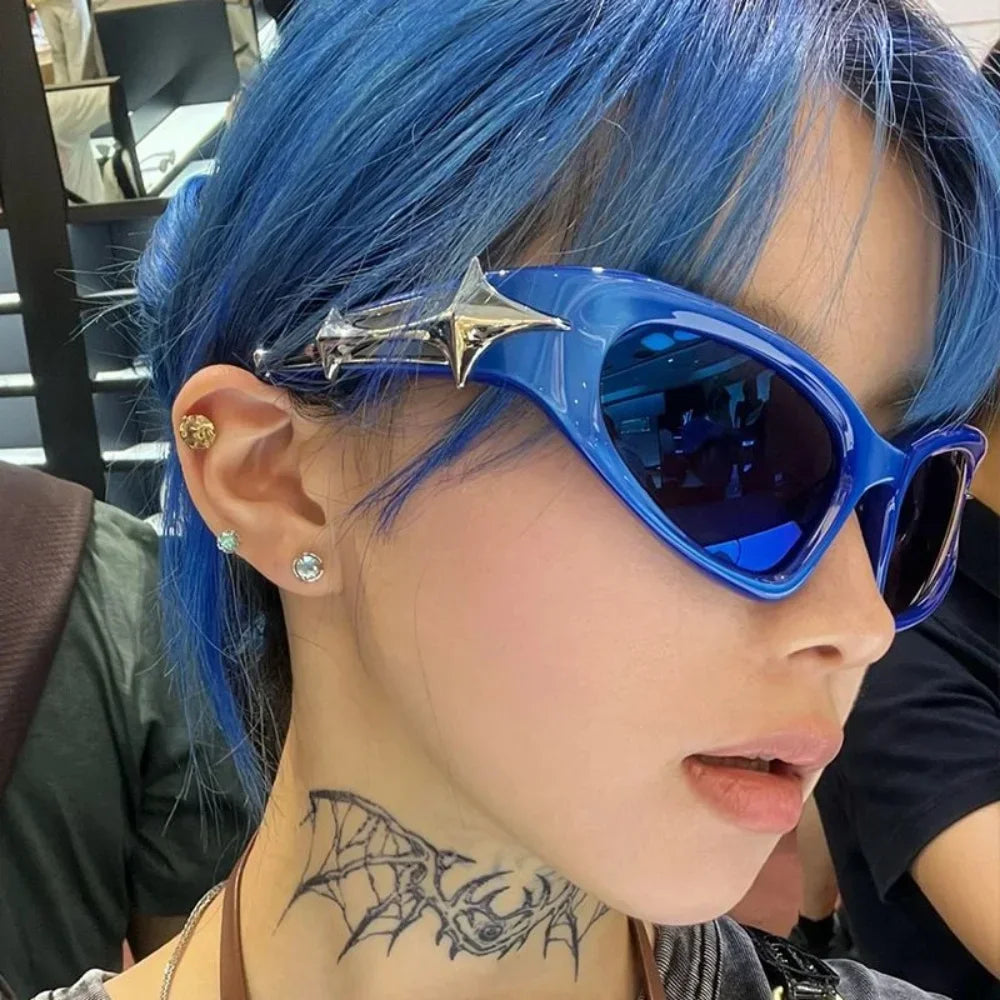 Y2K Punk/Plastic Sunglasses Goggle Eyewear — Black | KIMLUD