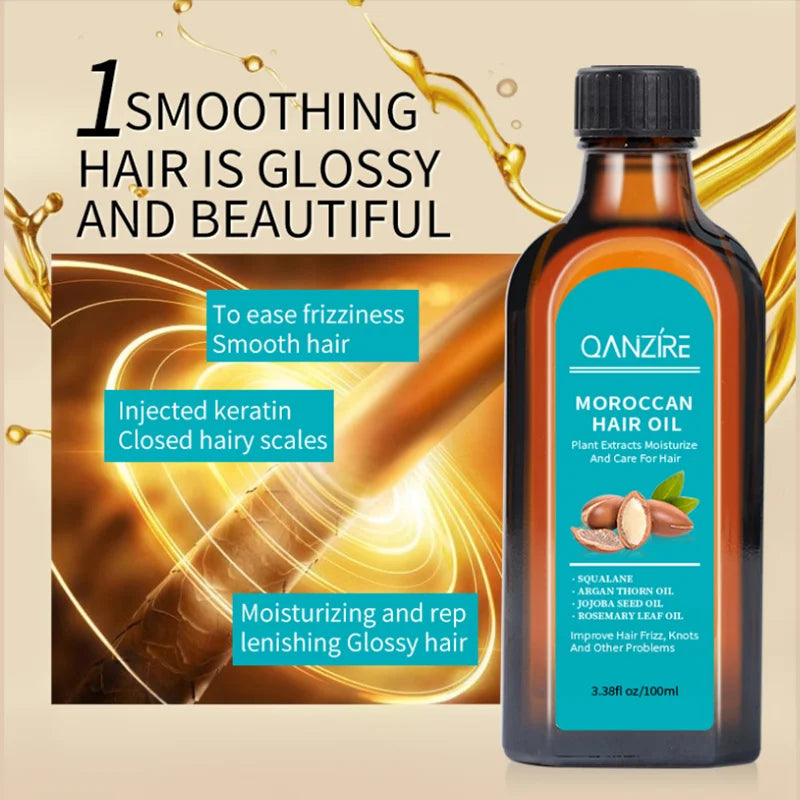 100ml Plant Morocco Argan Oil No-wash Hair Care Scalp Essential Oil For Repairing Dry Damage Hair Treatment - KIMLUD