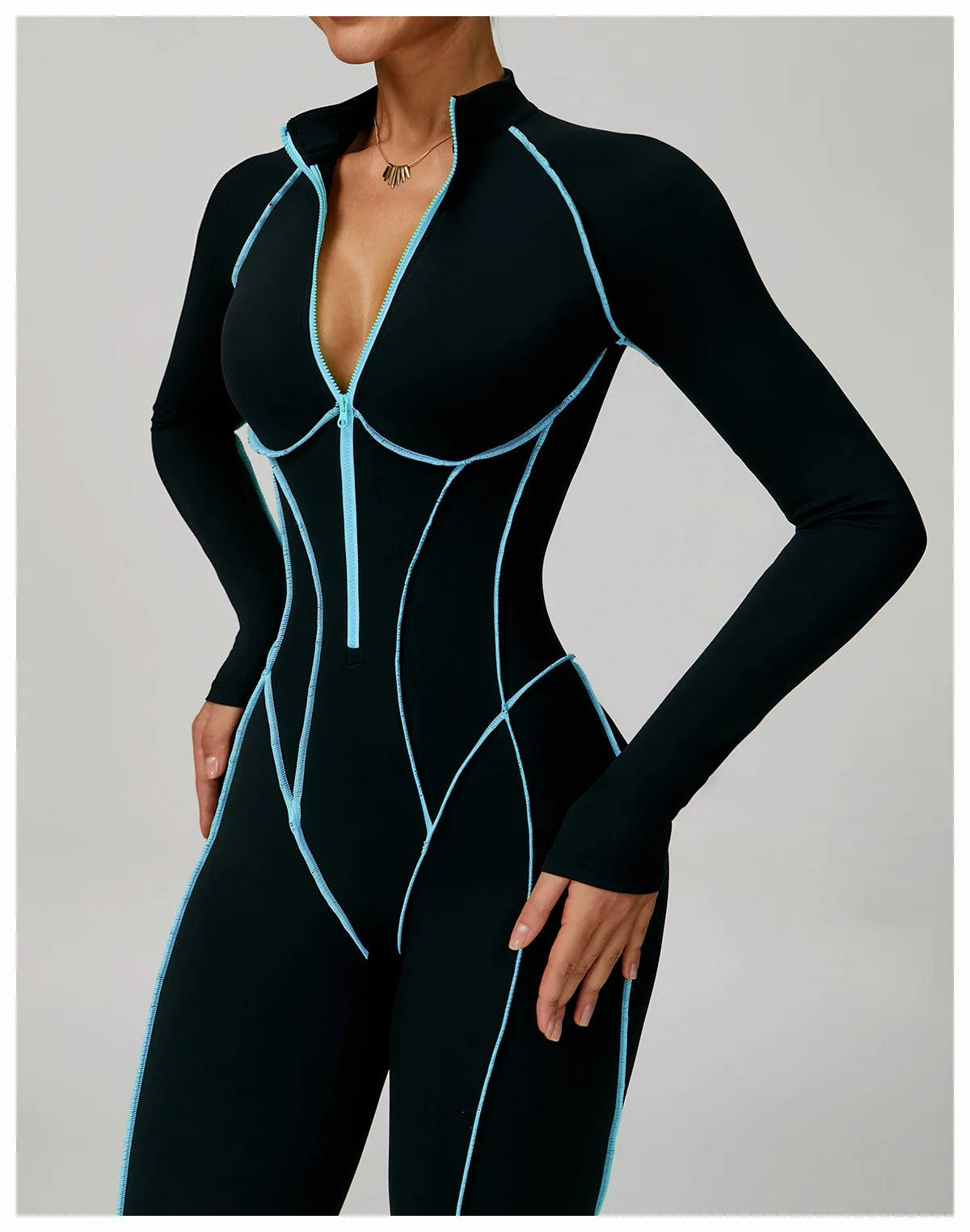 Yoga Bodysuits Women  Breathable Workout Sets Gym Clothes Push Up Fitness Running Sportwear Sexy Zipper Leggings Suit