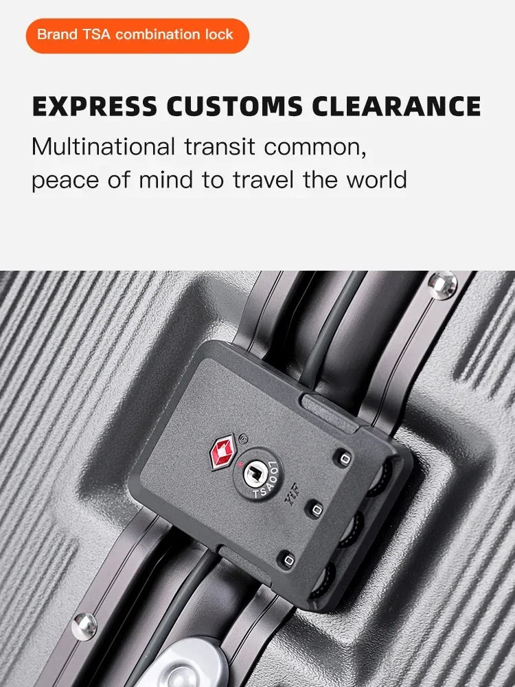 Polycarbonate Wide Luggage Front-Opening Boarding Box — Silver | KIMLUD