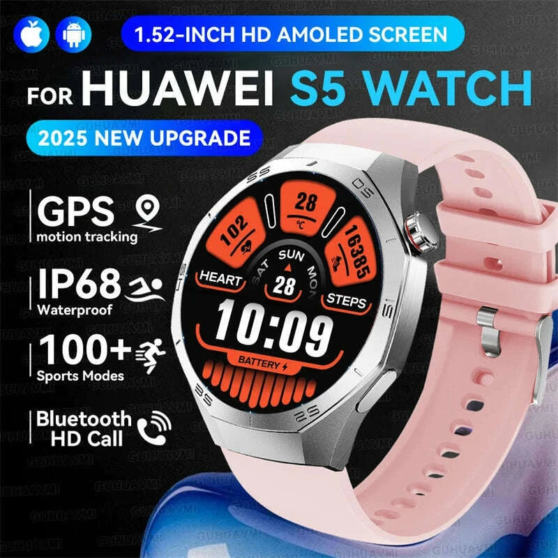 2025new-guhuavmi-gt5-pro-smart-watch-men-hd-amoled-screen-gps-motion-trajectory-heartrate-bluetooth-call-152-smartwatch-ip68kimlud-womens-fashion-34609105