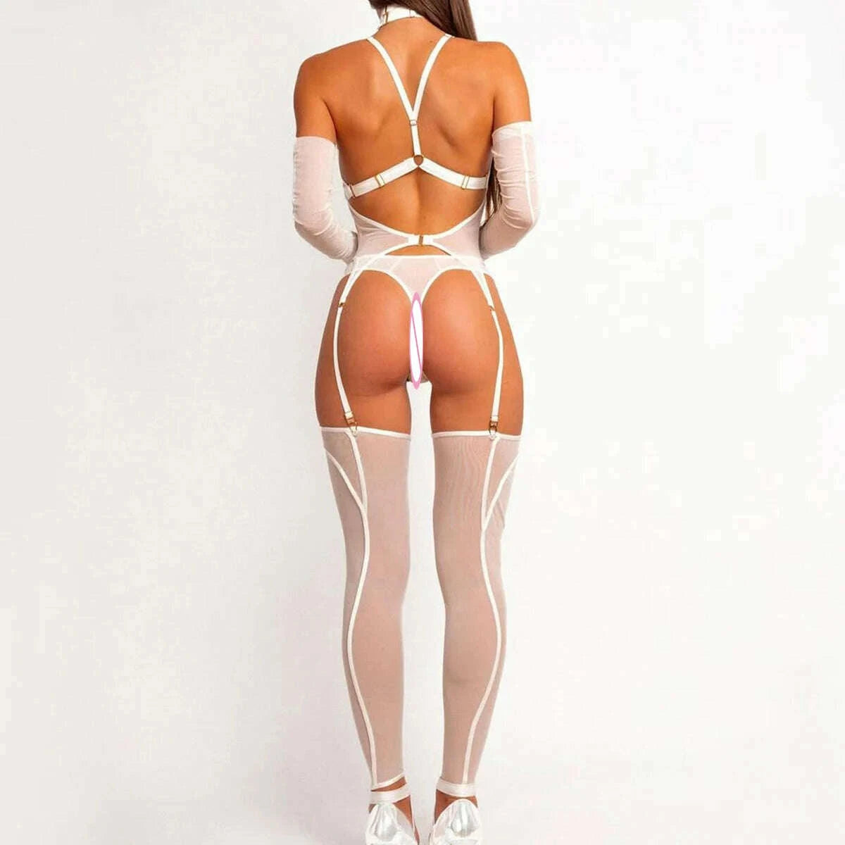 KIMLUD, Ellolace Premium Lingeries Sexy Hot Tempted Intimate Bra Thong 2PC Set with Accessories Fantasy Sheer Daring Lingerie For Women, KIMLUD Womens Clothes