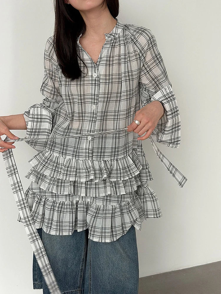 Blouse – V-Neck Long Sleeve – Jersey – Black | KIMLUD