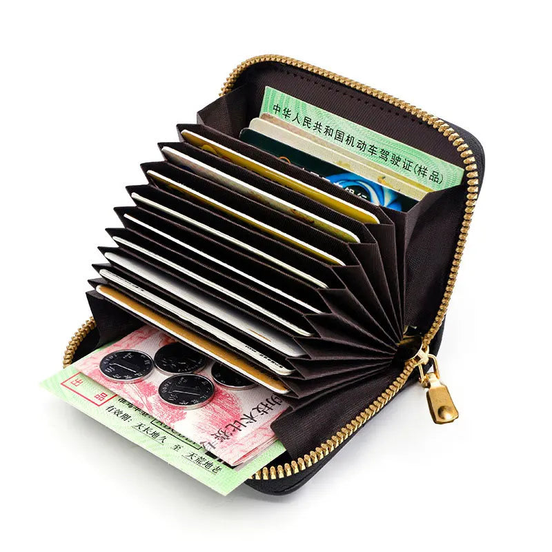 Cloth Card Bag Zippered Vertical Organizer — Black | KIMLUD