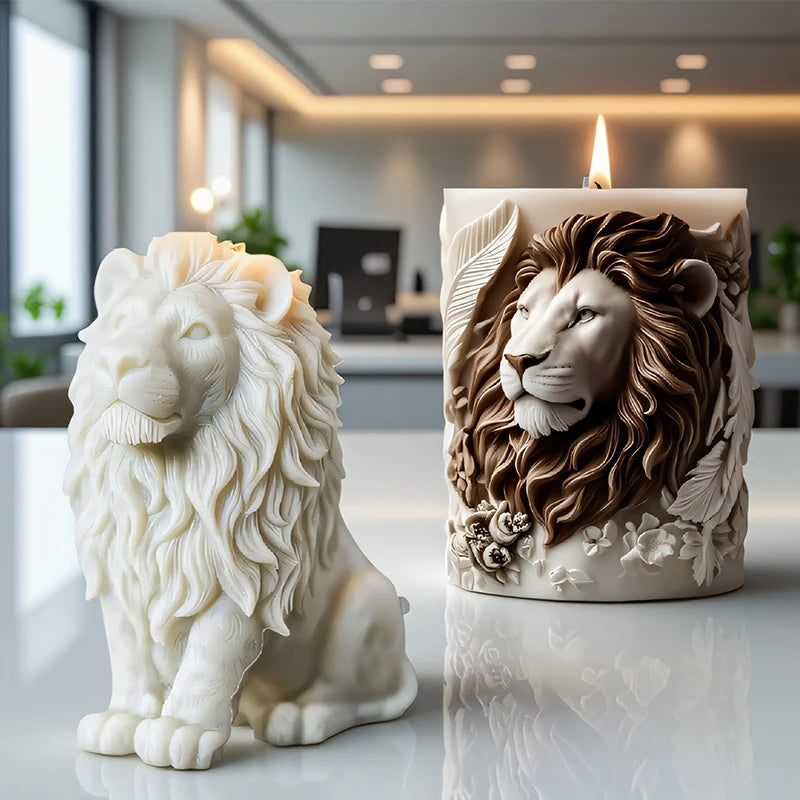 KIMLUD, 3D Lion Relief Candle Mold - Fine Lion Hair Replication High-Temperature Resistant Easy Unmold for DIY Aromatherapy Candles Home, KIMLUD Womens Clothes