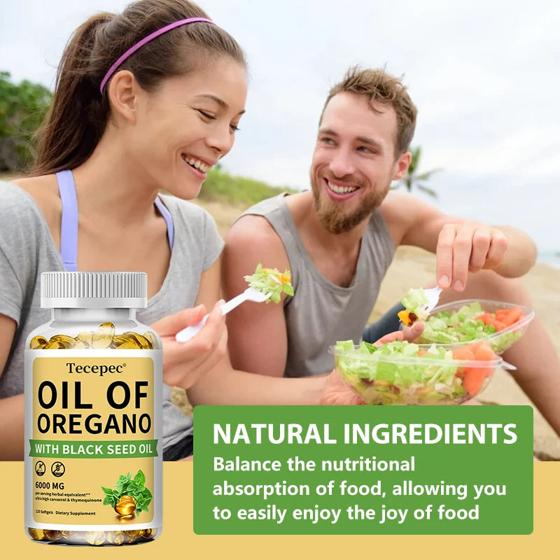 Oregano Oil Capsule With Black Seed Oil 20:1 Extract For Antioxidant Immune Health Support — Amber | KIMLUD