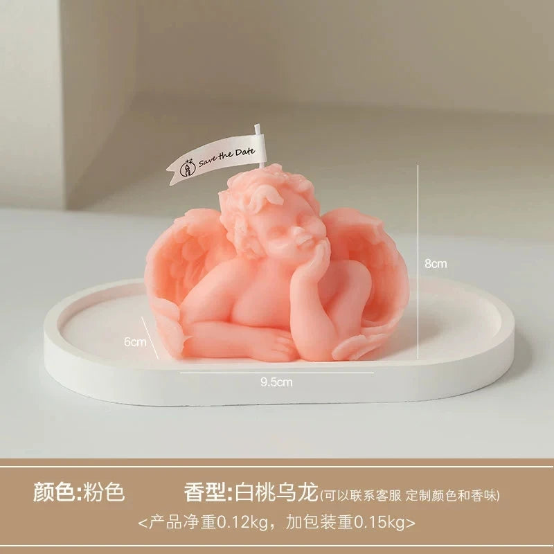 KIMLUD, 1Pc Nordic Style Cupid Angel Soy Wax Candle - Smokeless Essential Oil Aromatherapy Candle for Home Decor & Photo Props, KIMLUD Womens Clothes