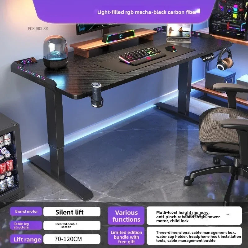 L-Shaped Desk Height-Adjustable Electric With Quiet Motor And Programming Presets — Black | KIMLUD