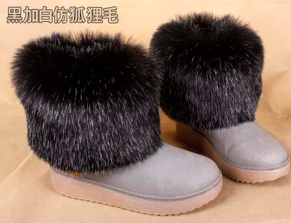 Faux Fur Boots Leg Warmer Cuffs Elastic DIY Accessory — Black | KIMLUD