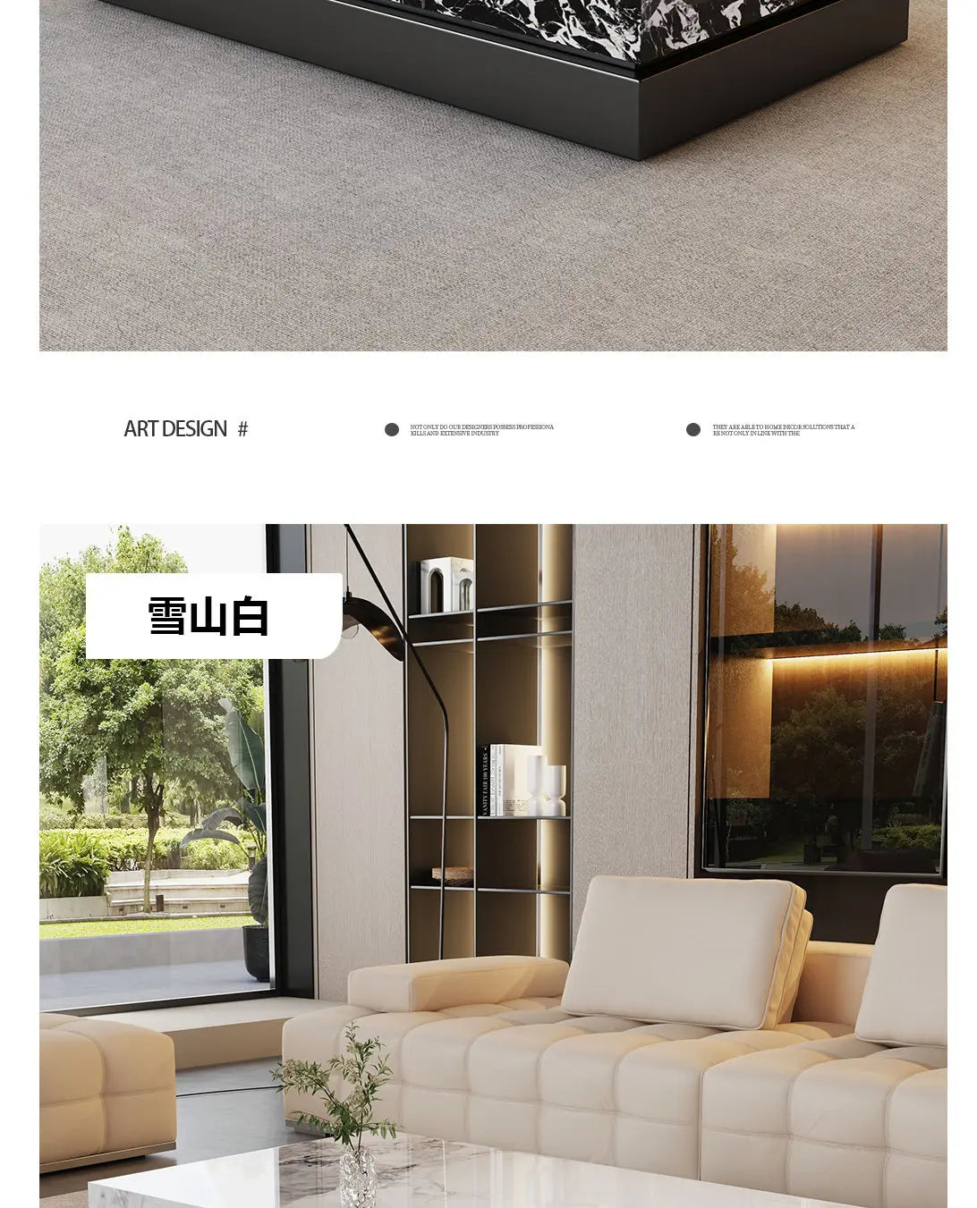 Italian Minimalist Coffee Table Rock Slab Countertop — Charcoal Gray | KIMLUD