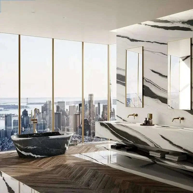 KIMLUD, Customizable Freestanding Marble Bathtub Natural Stone Tub, Luxury Soaking Tub for Villa/Hotel, 180cm Carrara Royal Cream Bath, KIMLUD Womens Clothes