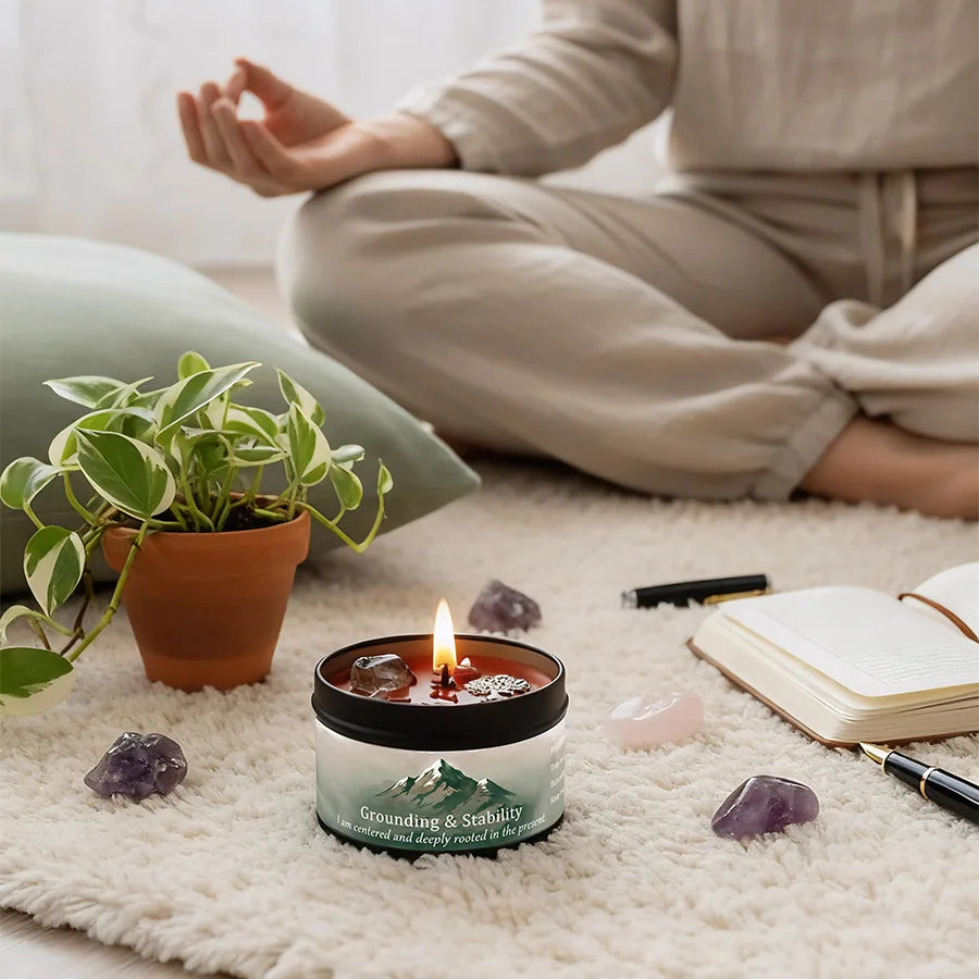 KIMLUD, EVDUCK 3oz Scented Candle, Vetiver & Cedarwood Scent with Crystals, for Gifting Suitable for Christmas, Halloween Female Friends, KIMLUD Womens Clothes