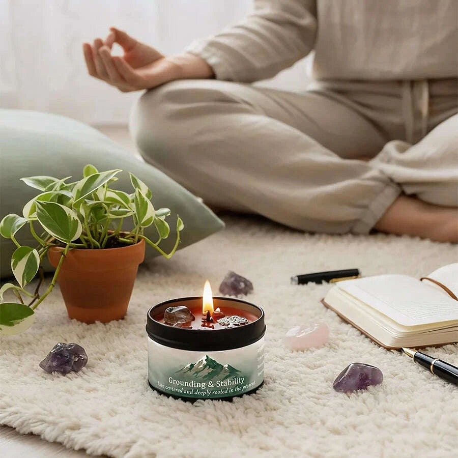 KIMLUD, EVDUCK 3oz Scented Candle, Vetiver & Cedarwood Scent with Crystals, for Gifting Suitable for Christmas, Halloween Female Friends, KIMLUD Womens Clothes