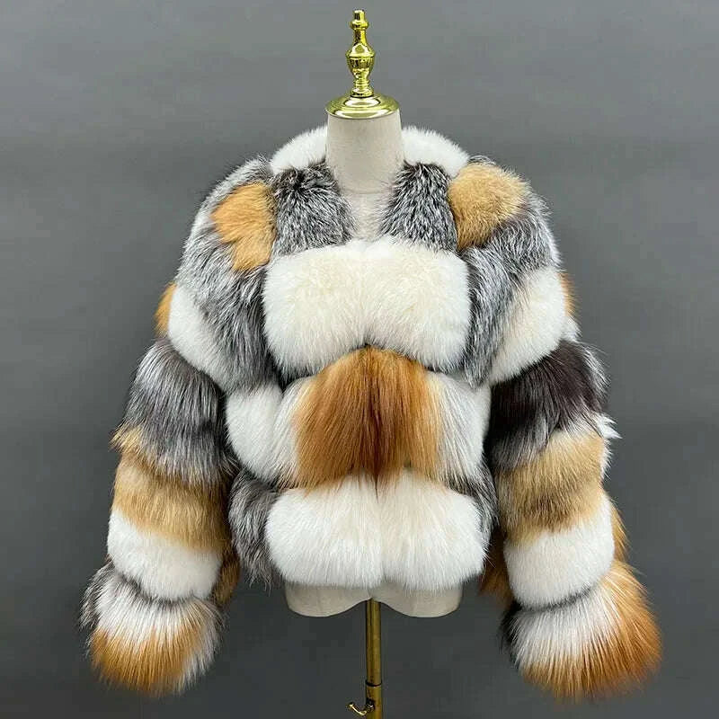 KIMLUD, Women Winter Coats Warm Fox Fur Coats Real Natural Fox Fur Coat Fur Coat Thick Jackets V-neck New Arrival, KIMLUD Womens Clothes