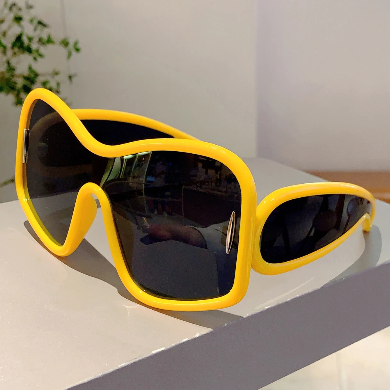 Oversize Square Sunglasses Designer — Green | KIMLUD