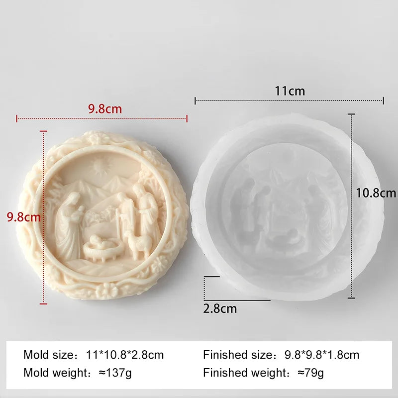 KIMLUD, DIY Jesus Family Aroma Candle Silicone Mold Handmade Soap Plaster Epoxy Ornament Mold Chocolate Biscuit Baking Mould, KIMLUD Womens Clothes
