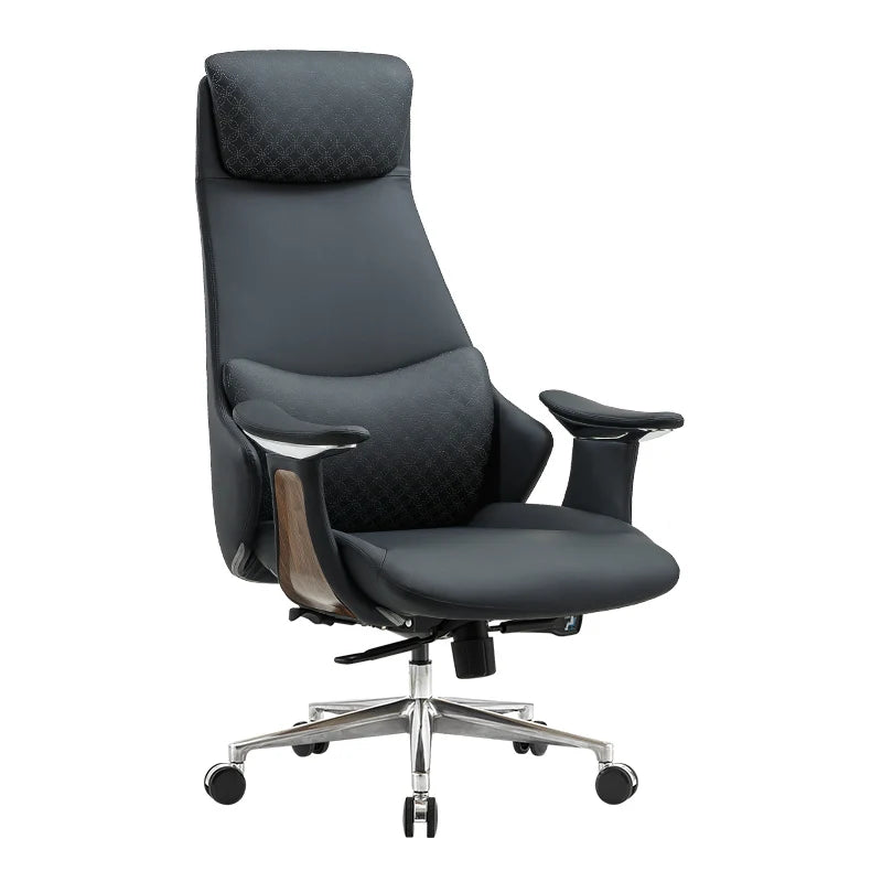Executive Office Chair High Back Aluminum Base — Black | KIMLUD