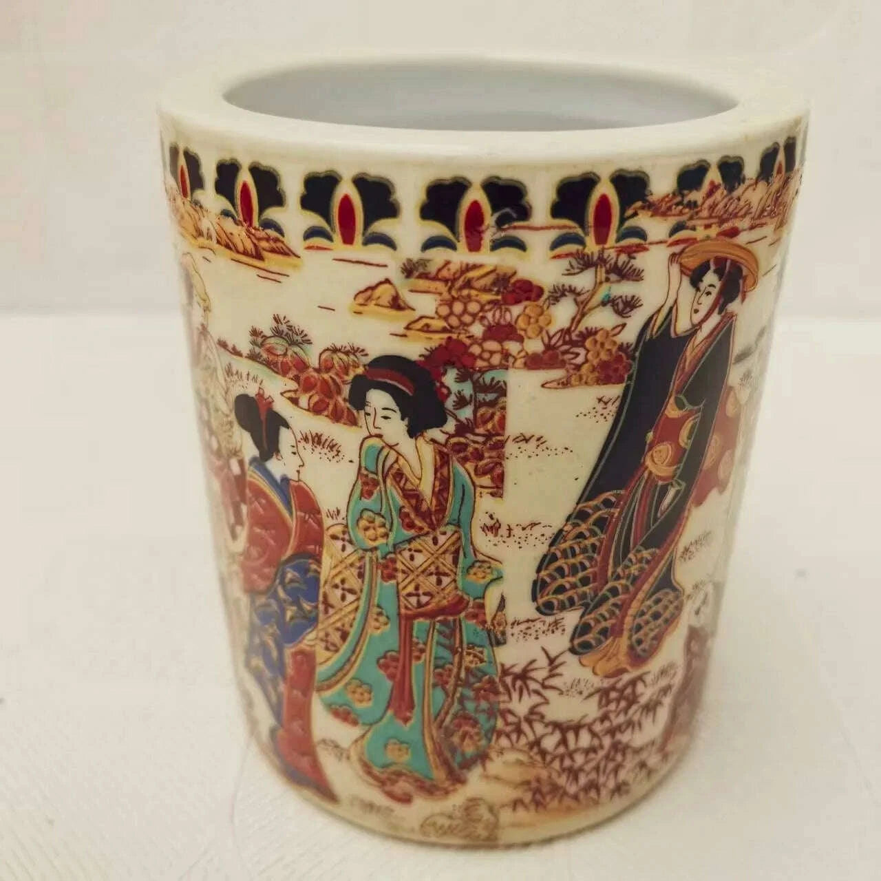 chinese-old-pink-porcelain-japanese-ladies-pattern-round-pen-holder-vasekimlud-womens-clothes-35082540