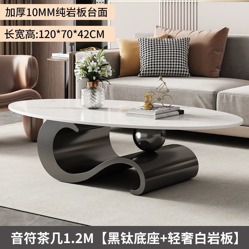 Rock Slab Coffee Table Sculptural Bronze-Toned Wooden Base — Ivory | KIMLUD