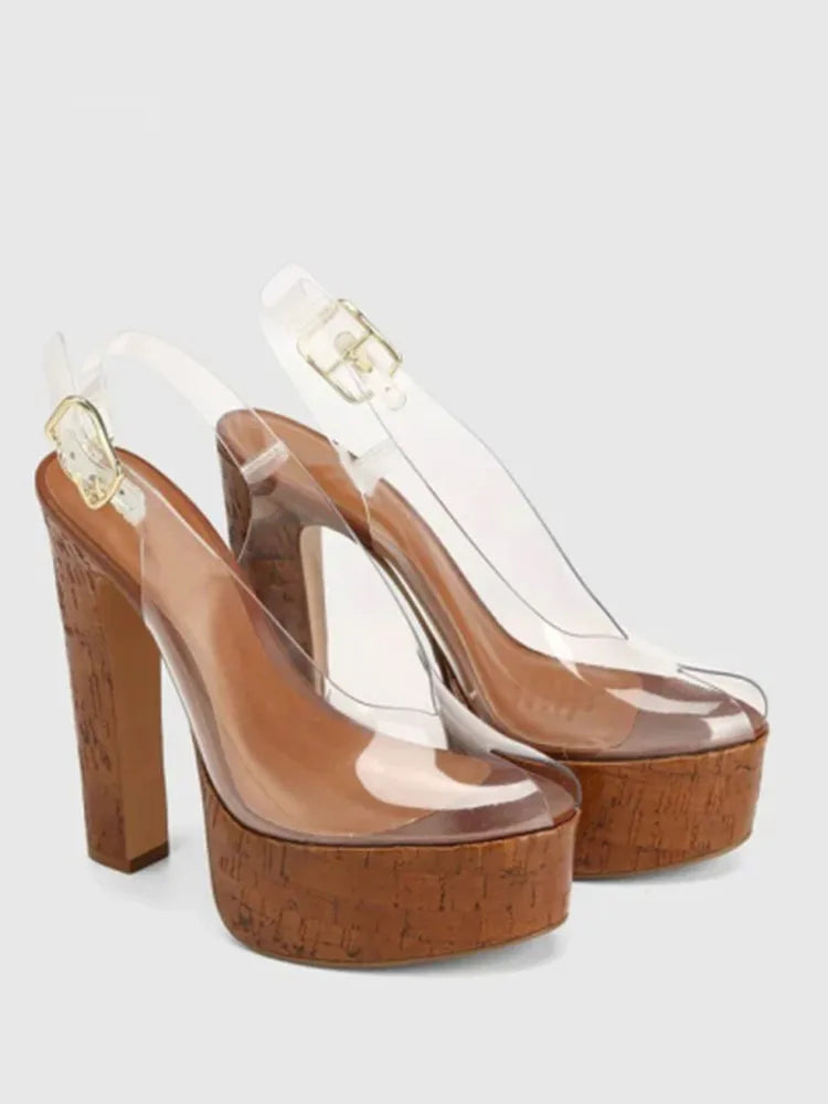 Sandals – Thick Sole High Heel Platform – Platform – Transparent | KIMLUD