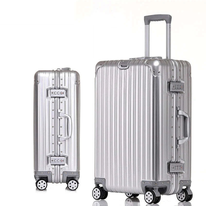KIMLUD, Aluminum Suitcase Metal Luggage 20/22/28/30 Inch Carry-on Travel Bags Trip Cabin Password Trolley Case Travel Wheeled Suitcases, KIMLUD Womens Clothes