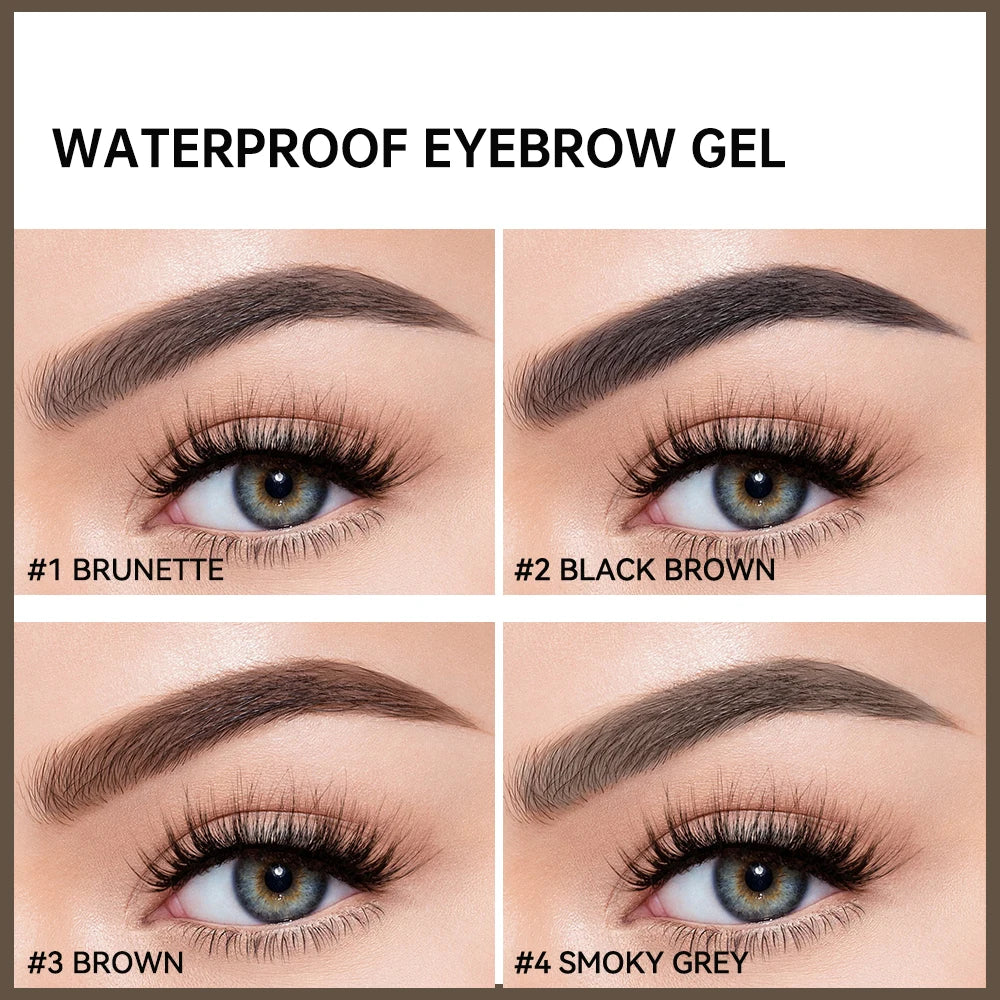 Waterproof Eyebrow Tint Gel Sweatproof Silky Texture Natural Look Long Wearing For Brunette Black Brown And Smoky Grey 4 Colors