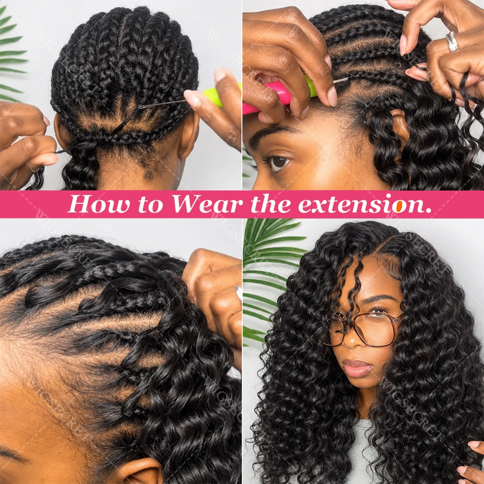 Crochet Hair Extensions - Deep Wave - Remy Human Hair Bundles | KIMLUD