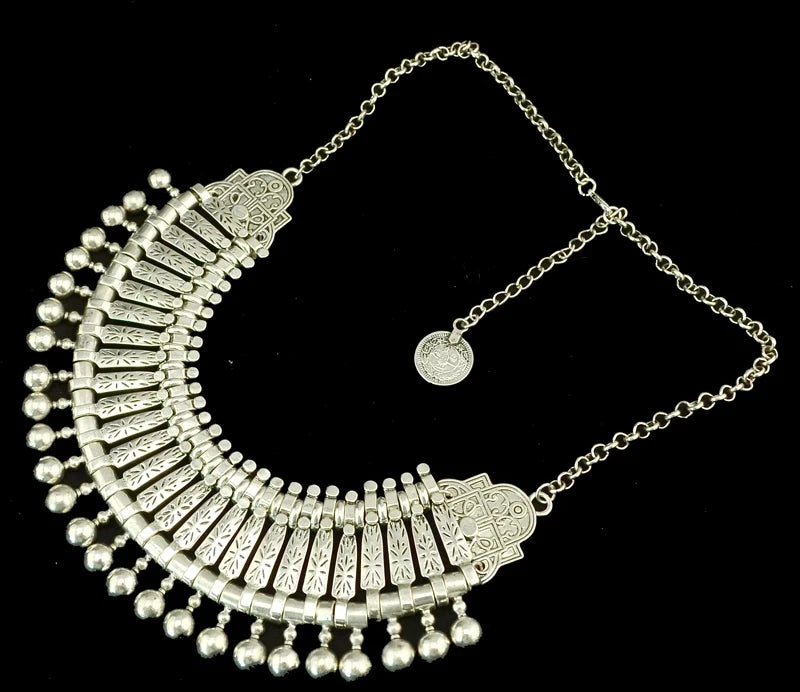 Afghan Bohemian Jewelry Set – Coin Tassel Necklace Earrings – Gold & Silver | KIMLUD