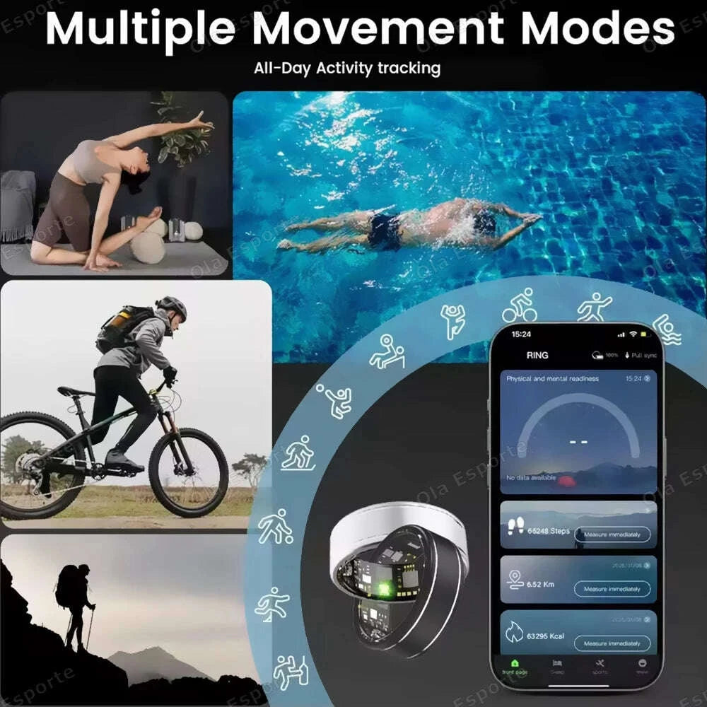 KIMLUD, New Blood Pressure Sleep Health Monitor Smart Ring Sport Remote Camera smartring IP68 Waterproof Care for family Rings Men Women, KIMLUD Womens Clothes