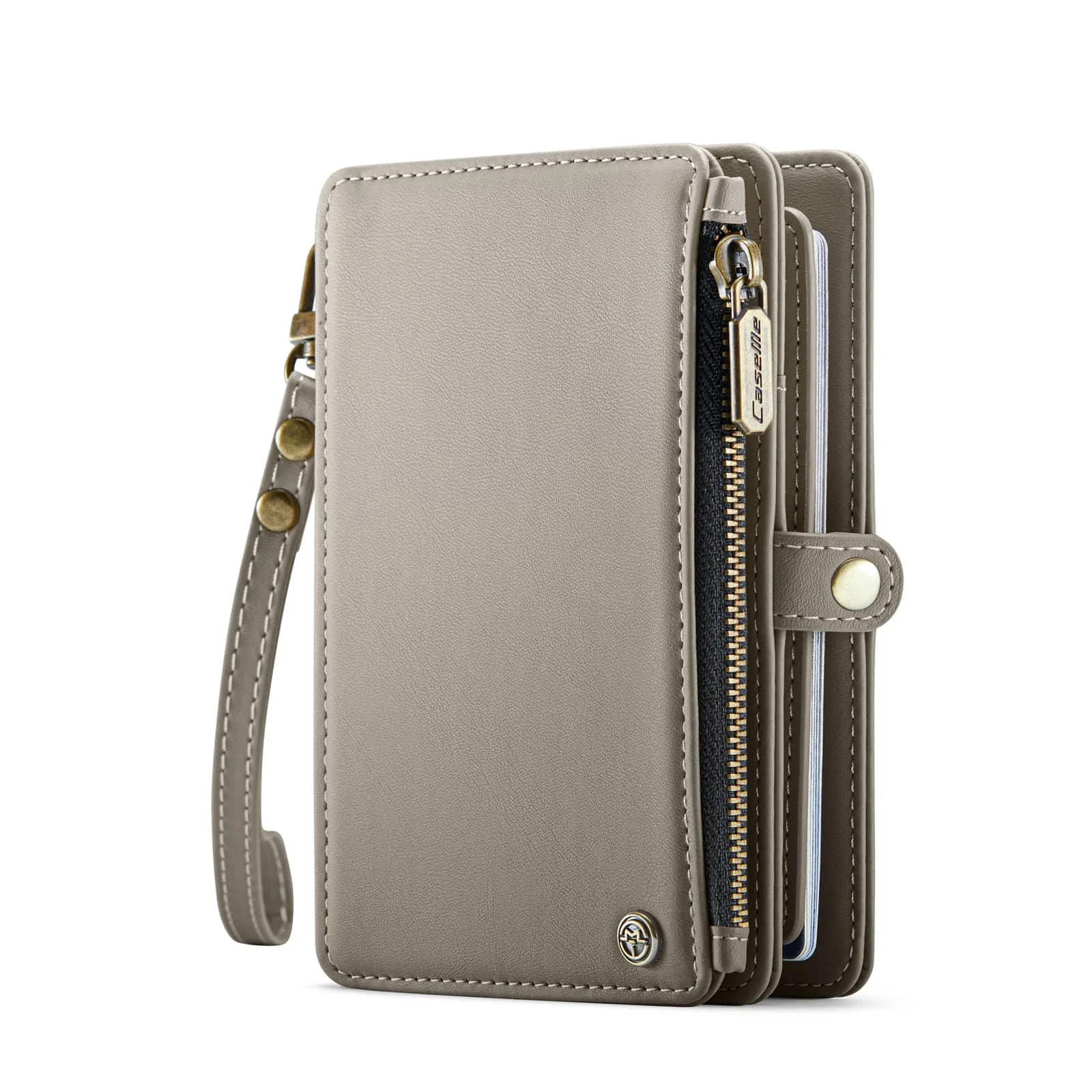 Passport Holder for Travel, Passport Case Wallet With Strap Wristlet and Zipper Wallet for Men Women Gold
