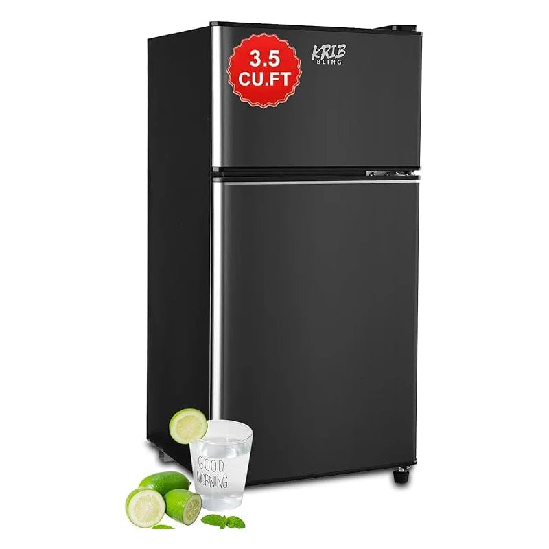 Stainless Steel Mini Fridge Double-Door — Stainless Steel | KIMLUD