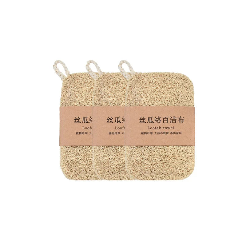 Plant Fiber Dish Scrubbing Pad With Rope — Natural Beige | KIMLUD