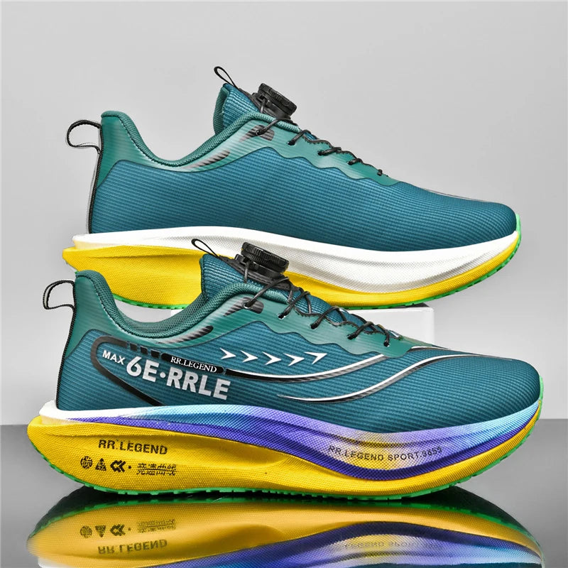 Carbon Plate Running Shoes Air Cushion Double-Layer Mesh Upper Lightweight Breathable — Teal | KIMLUD