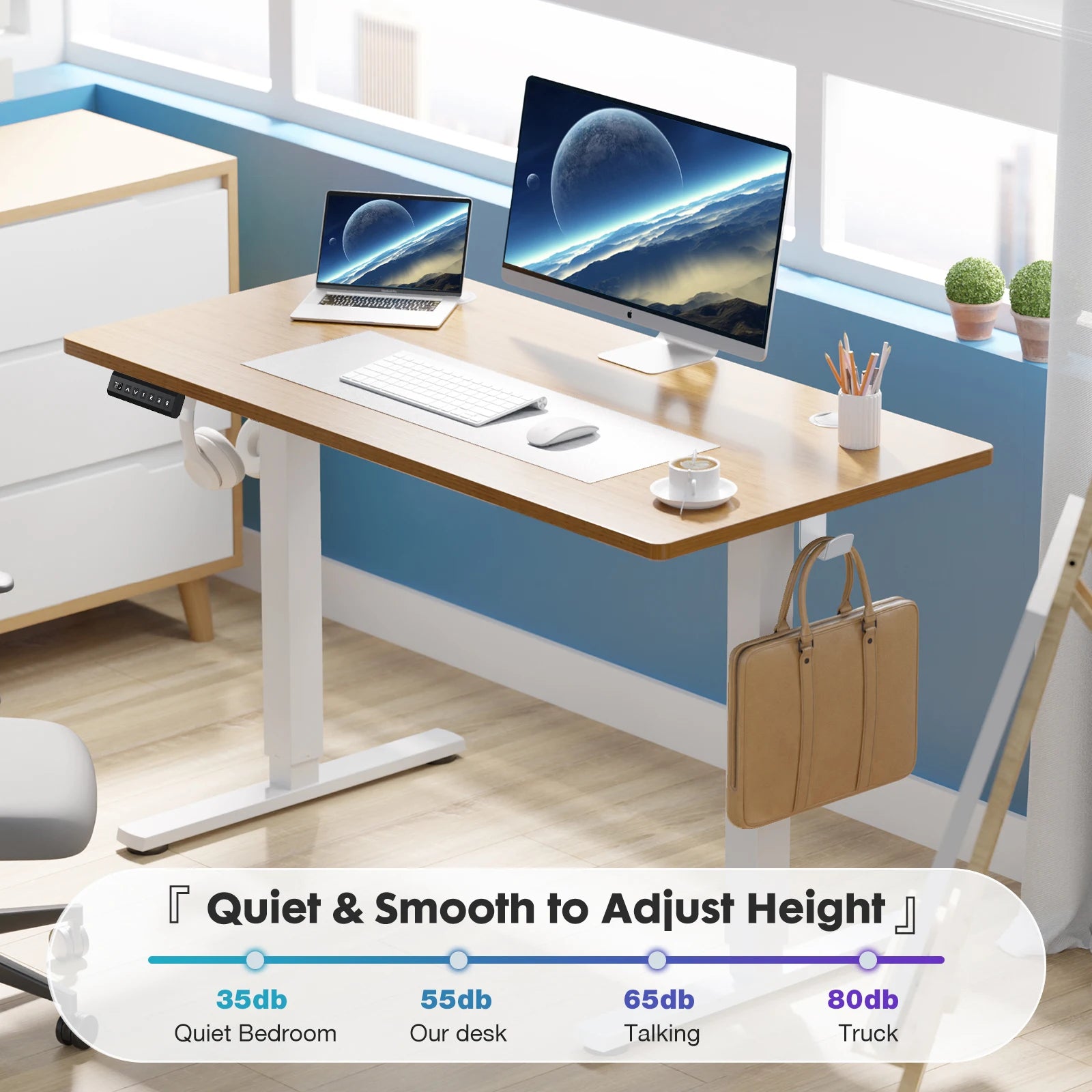 KIMLUD, JHK Electric Standing Desk Height Adjustable 40x24 Inch Stand Up Sit Stand Computer Desk Workstation Ergonomic Work Table, KIMLUD Womens Clothes