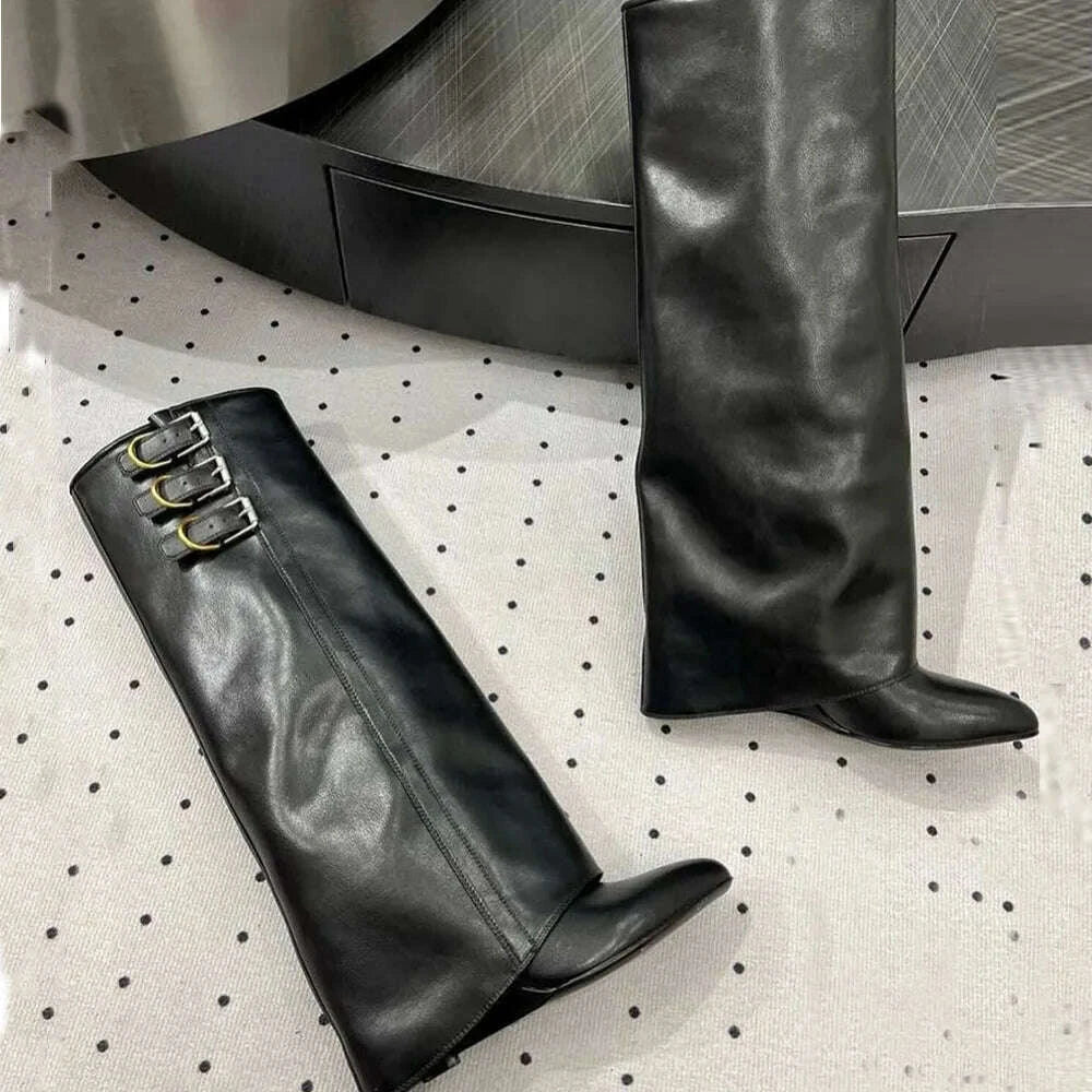 sexy-fashion-women-fold-over-boots-pointed-toe-chunky-heels-multiple-metal-buckles-knee-high-boots-nightclub-luxury-shoeskimlud-womens-fashion-34601814