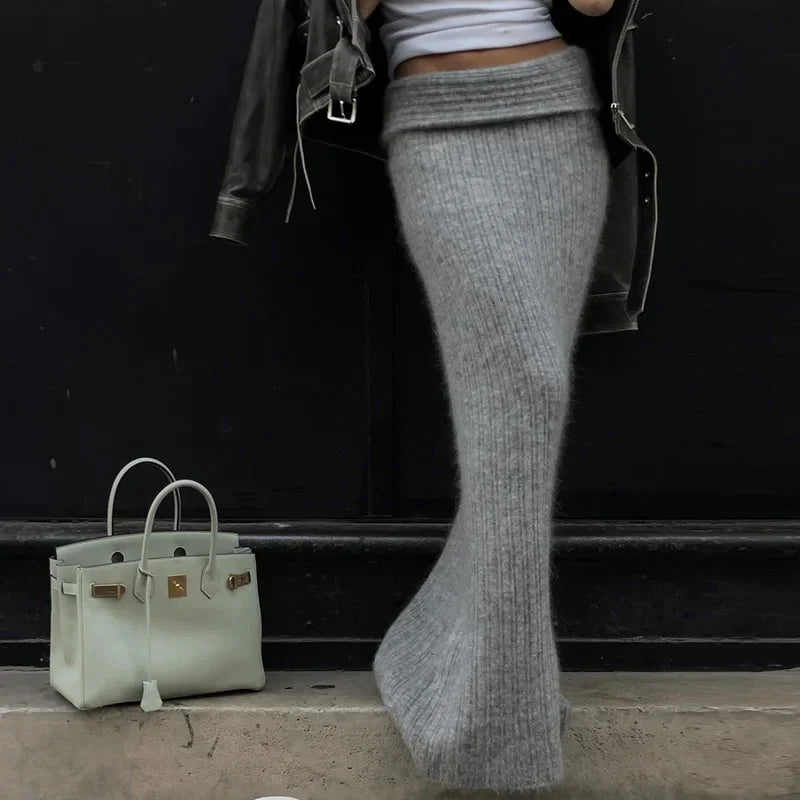 KIMLUD, Knitting Off The Shoulder Long Sleeve Women'S Tops Skirt Women'S Sets Sweatshits Sweater Streetwear Wholesale Clothes, KIMLUD Womens Clothes