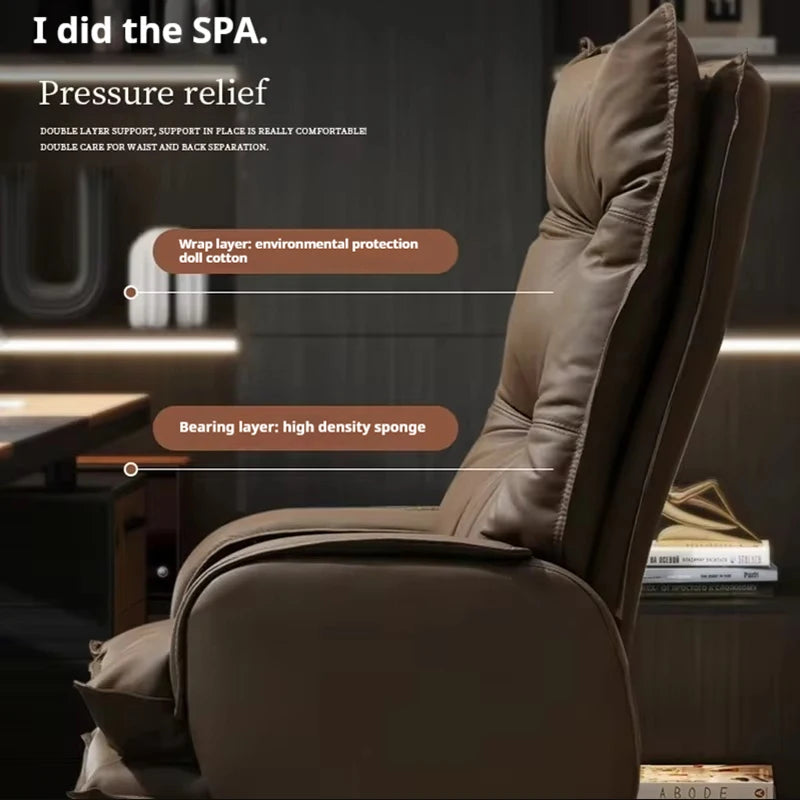 Leather Ergonomic Office Chair With Recline — Brown | KIMLUD