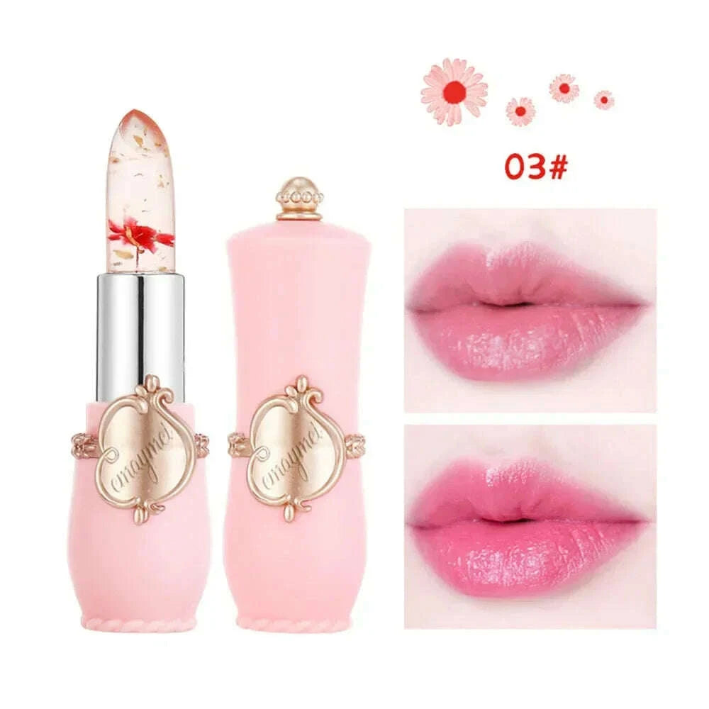 KIMLUD, Jelly Dried Flower Color Changing Lip Balm Transparent Moisturizing Make Up Lipstick Repair Dry Cracks for Lips Care Lipgloss, KIMLUD Womens Clothes