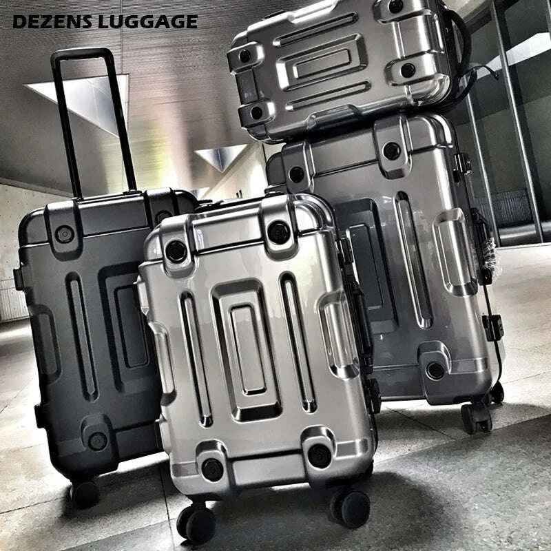 KIMLUD, DEZENS High Quality Luggage 20/24/26/30 Inch Big-Capacity Space Silver PC Roling Luggage Spinner travel suitcase, KIMLUD Womens Clothes