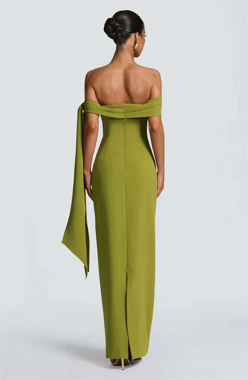 KIMLUD, Mozision Off-shoulder Strapless Sexy Maxi Dress Women Elegant Sleeveless Backless Draped Ruched Bodycon Club Party Long Dresses, KIMLUD Womens Clothes