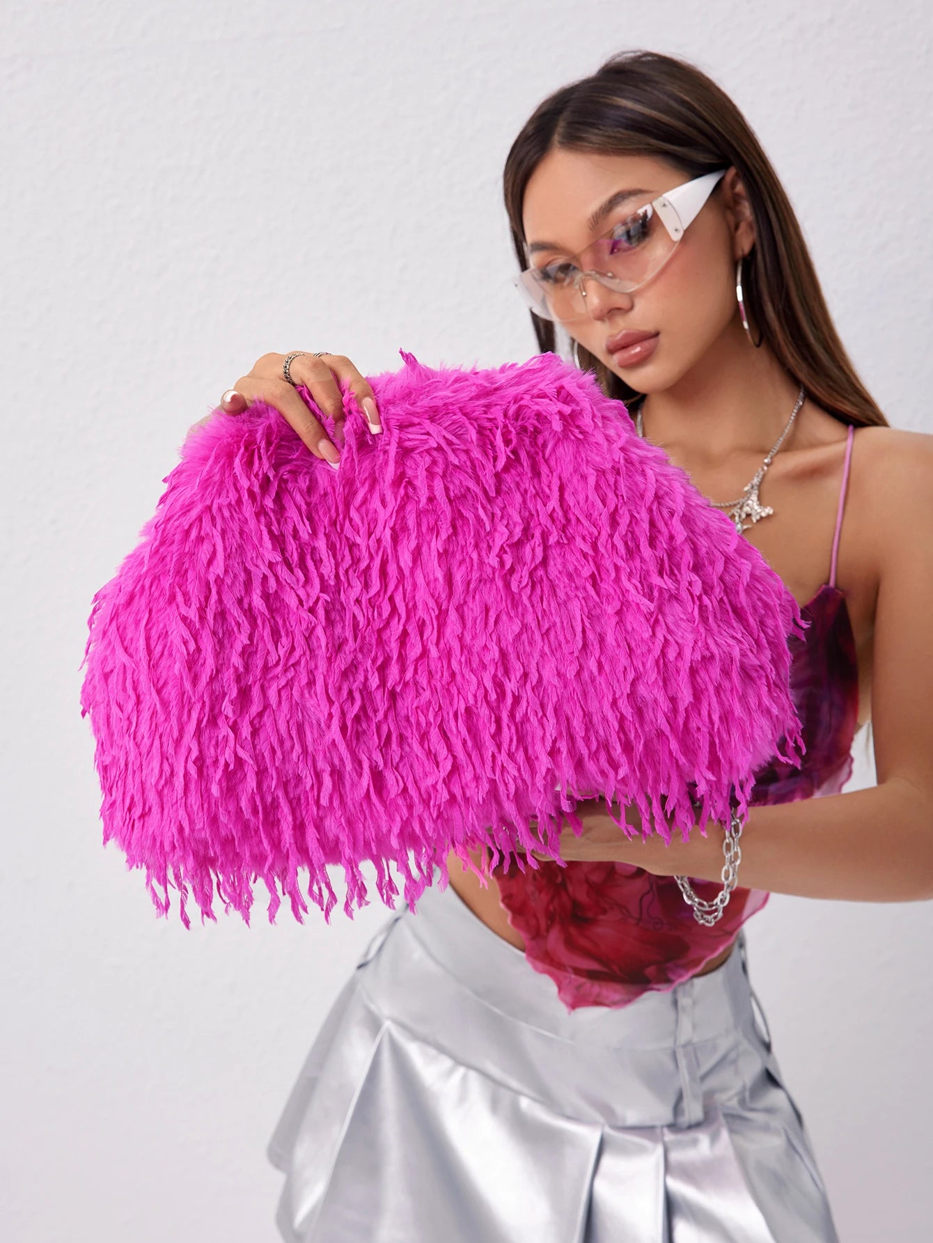 Dopamine Deluxe Clip Bag Polyester Fuzz Party — Black | KIMLUD